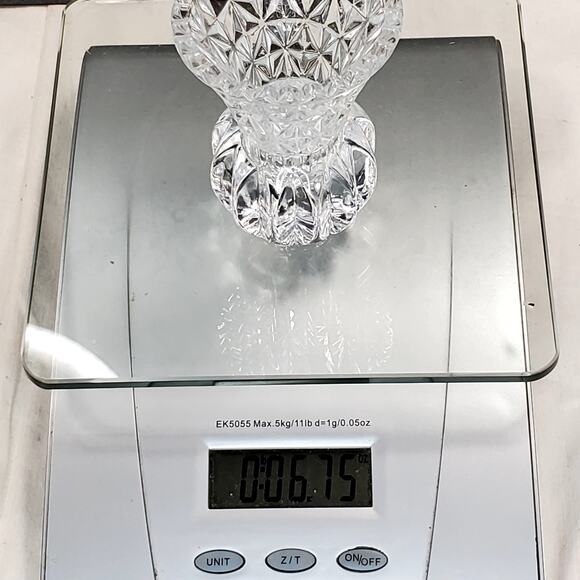 Vtg Cut Crystal Toothpick Holder Clear Mini Vase Sawtooth Edge Decor Minimalist - Picture 7 of 7